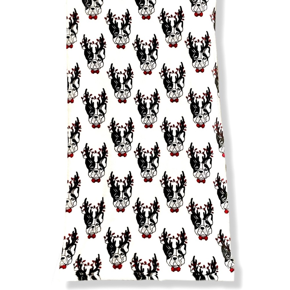 Plush Throw Blanket ◈ Holiday FRENCHIE Reindeer